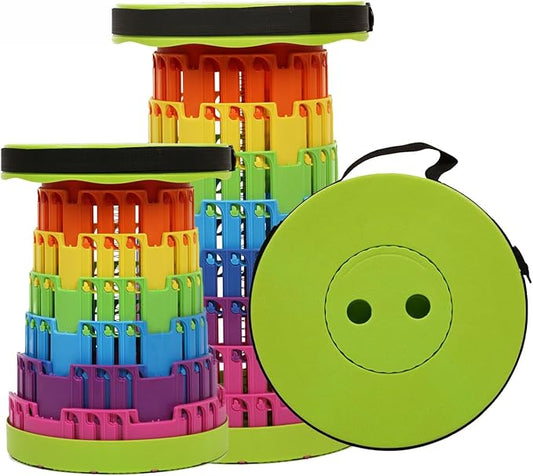 2025 Collapsible Stool Chair, Upgraded Folding Stool for Adults Lightweight, Sturdy, Adjustable, Portable, Foldable Seat Sturdy Stools for Outdoor Camping Fishing Hiking Gardening BBQ