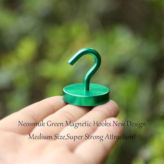 Neosmuk Magnetic Hooks, Cruise Ship Essentials, 120lb+ Heavy Duty Magnetic Hooks for Cruise Cabins, Refrigerator, Grill, Hanging, and Travel | Extra Strong Must-Haves Magnet Hook,Green