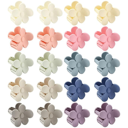 inSowni 20 Pack/10 Pairs Cute 4cm/1.6" Small Plastic Flower Hair Claws Clips Barrettes Clamps Nonslip Strong Hold Hair Accessories for Women Girls Teens Kids Thin Hair