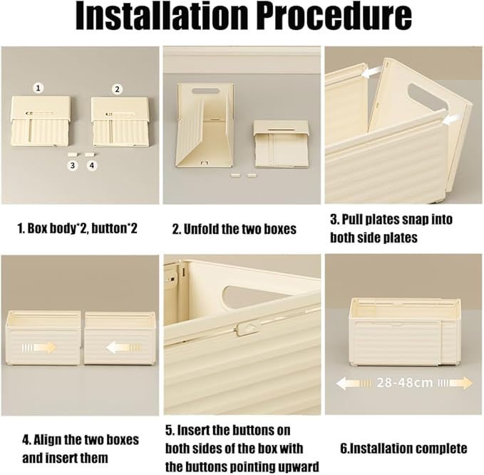 Foldable Storage Bins, 2 Pack Plastic Expandable Boxes for Organizing, Adjustable from 11-18.8" Drawer Organizers Separators Dividers for Bedroom Kitchen Utensils Tools Closet, Small