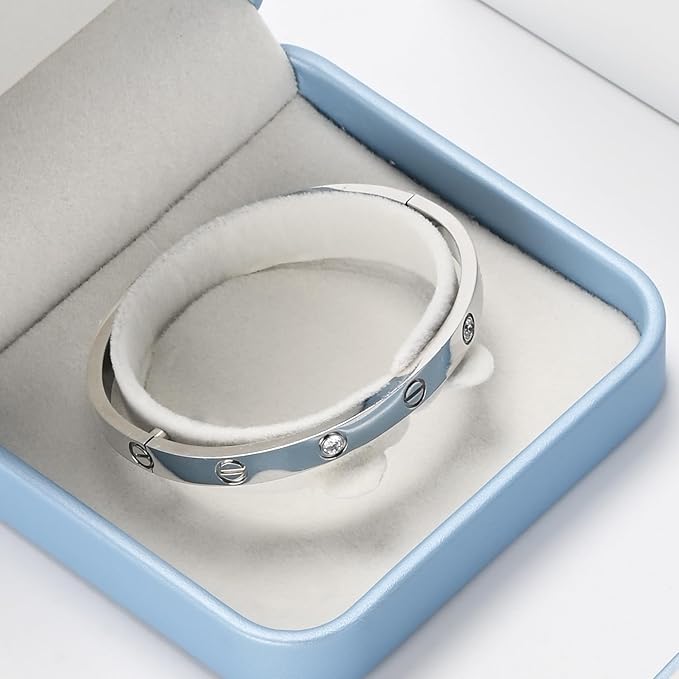 Oirlv Luxury Leather Bracelet Gift Box Bangle Box Jewelry Case Storage Case Organizer Holder(Sky Blue)