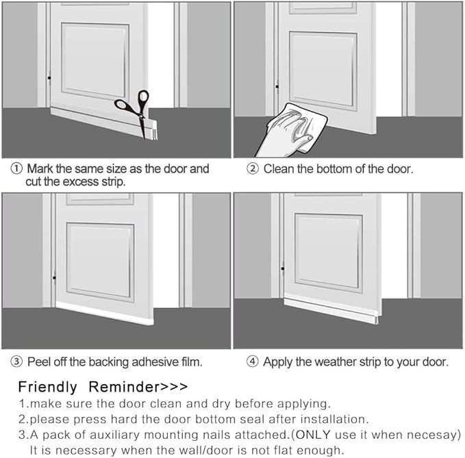 [New Upgrade] Huge Gap Door Draft Stopper,3-2/5"W Widened Door Sweep for Interior and Exterior Doors - Guard Against Drafts, Dust, Noise and Unwanted Animals (3-2/5"W x 39" L, Black)…