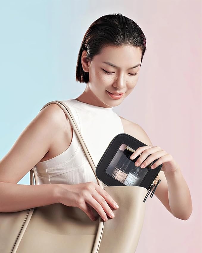 Small Clear Makeup Bag, Mini Makeup Pouch TSA Approved Toiletry Bag for Women Travel Makeup Bag Cute Clear Cosmetic Bag Waterproof Make Up Bag Organizer for Car Essentials