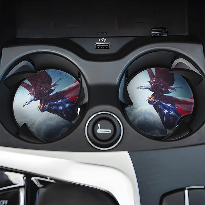 Moly Magnolia 2 Pack Car Coasters for Drinks Absorbent - 2.75 Inch Cute Car Cup Holder Coasters for Women, Removable Cup Holder Coaster for Women Girls, Car Interior Accessories (Style G)
