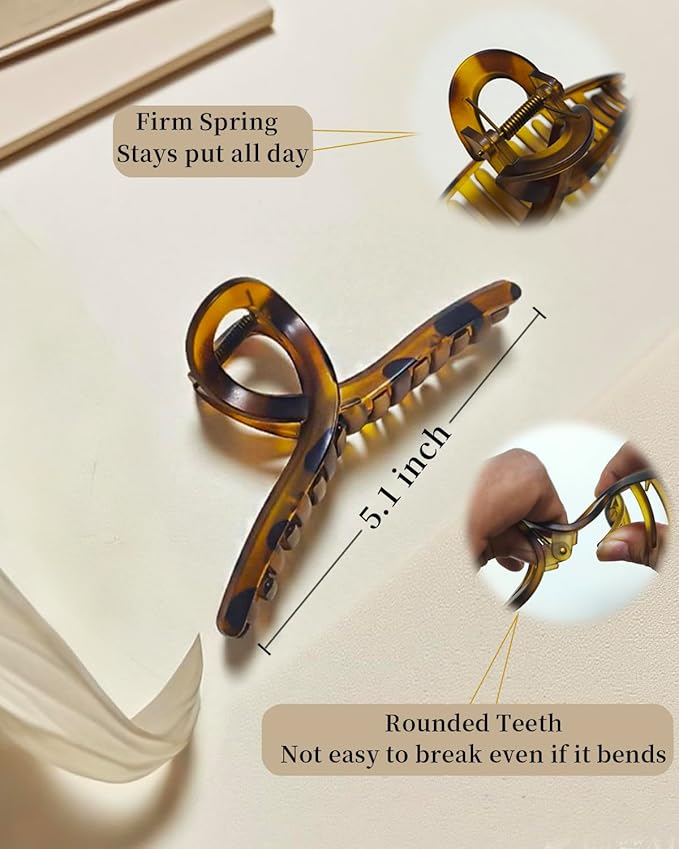 5 Inch Hair Claw Clips Extra Large No Slip Big Matte XL Clip for Thick Curly Long Hair Women, 4 Pack