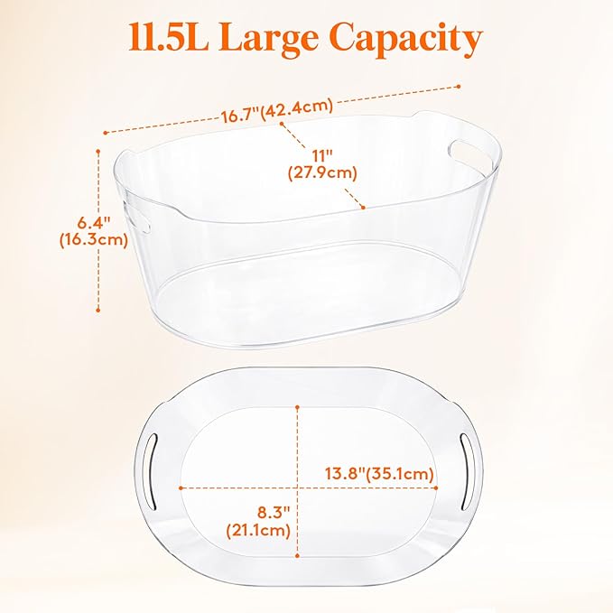 Lifewit 11.5L Ice Bucket for Parties, Large Portable Drink Bucket for Cocktail Bar, Champagne Cooler for Beverage/Wine/Beer, Mimosa Bar Supplies Chiller Tub with Scoop 38 x18x20 cm/15x7x8 inches