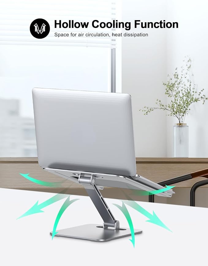 Foldable Laptop Stand, Height Adjustable Ergonomic Computer Stand for Desk, Aluminum Portable Laptop Lecterns Riser Notebook Mount Compatible with MacBook Pro Air, HP, Dell 10-16"