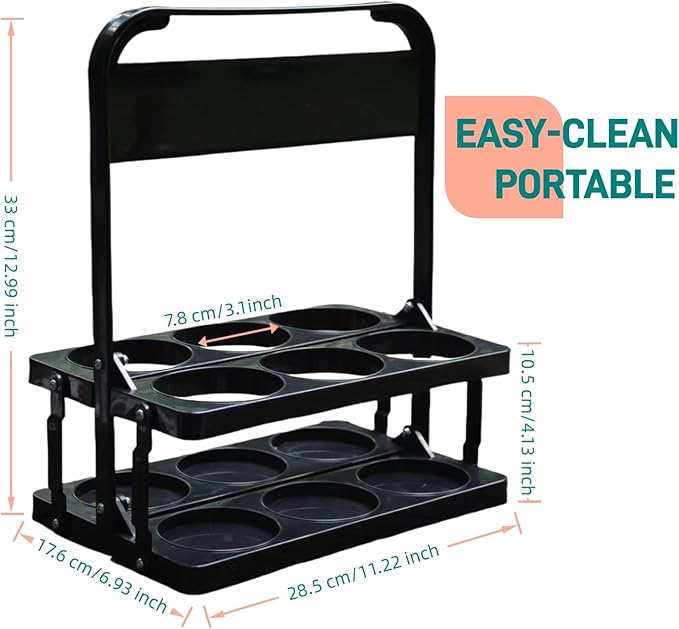 6 Cup Drink Carrier with Handle, Portable Cup Carriers for Drinks, Drink Carrier for Delivery, Coffee Carrier, Drink Caddy Portable Drink Carrier, Beverage Drink holder, Reusable, Black