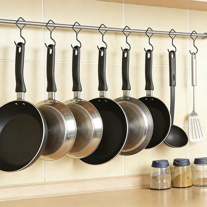 Keoferlon Diamond Hooks Anti-Drop 12 Pack S Utility Hooks Black Closet Hanging Clips Hanger for Shelves Purse Backpack