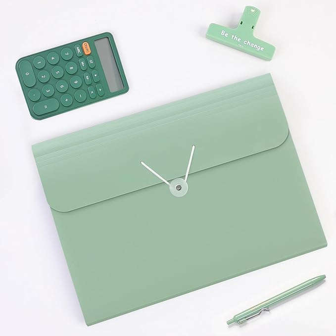 SKYDUE Accordion File Organizer, Expanding File Folder with 7 Pockets, Portable Receipt Paper Bill Document Organizer, Letter/A4 Size Filing Folder School Office Supplies, TurquoiseGreen