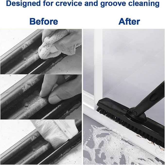 CELOX Tile Grout Brush with Long Handle, Grout Cleaner Brush for Tile Floors, for Shower Tile, for Cleaning Grout, Matte Black