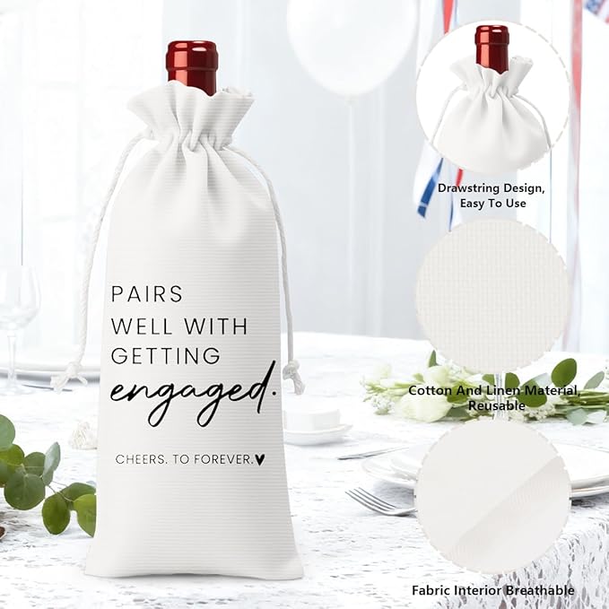 Engaged Engagement Gifts for Couples Her Engagement Party Decorations Bridal Shower Decorations Wine Bag Scented Candles Set Cheers To Forever Wine Bag Smell Like He Hit The Jackpot