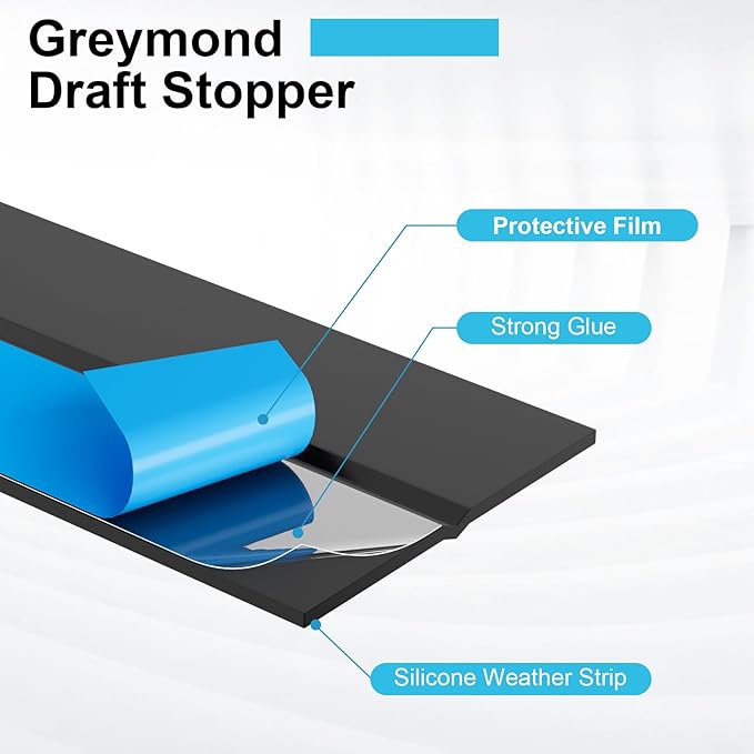 Weather Stripping Door Seal, Draft Seal for Frame and Gaps Draft Stopper,Glass Shower Door Sweep, Black, 20 Feet x 1 Inch