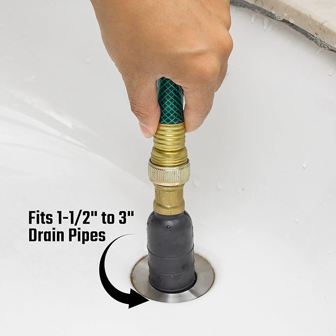 DURATECH Drain Bladder, Medium Drain Cleaning Bladder, Fits 1-1/2" to 3" Drain Pipes, Unclogs Stubborn Blockages in Kitchen Sinks, bathtubs, Showers, and Main drains