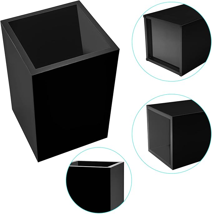 2 Pack Black Acrylic Pencil Pen Holder Cup,Desk Accessories Holder,Makeup Brush Storage Organizer,Modern Design Desktop Stationery Organizer for Office School Home Supplies,2.6x 2.6x 4 inches