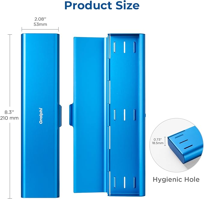 Wider Aluminum Toothbrush Travel Case, Portable Travel Toothbrush Holder, Durable Manual Toothbrush Box Container for Traveling, Bathroom, Camping, Business Trip, Blue