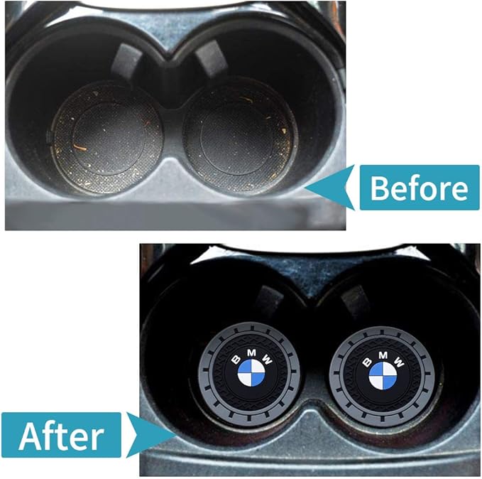 for BMW Car Cup Holder Coaster, Auto Cup Holder Insert Coaster Compatible with BMW 1 3 5 6 Series X1 X3 X7 X5 X6 Z4 7 M Series, 2PCS