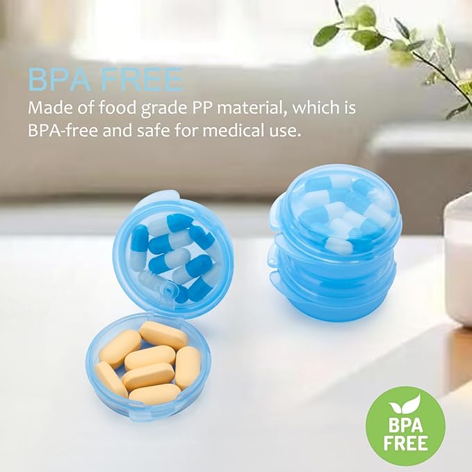 Small Pill Case for Purse Pocket (6 Pack), Double-Layer Pill Box, Portable Medicine Organizer Travel Pillbox, Cute Pill Container Holder,Multifunctional Mini Storage Box (Blue)