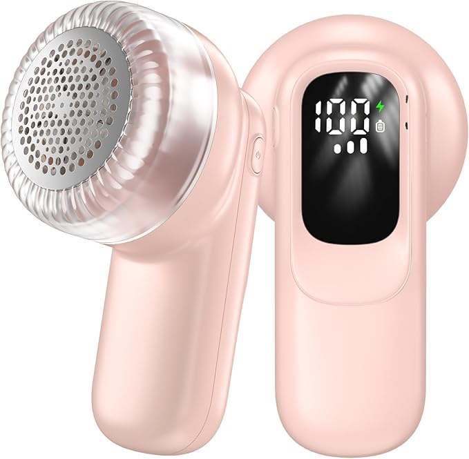 Rechargeable Fabric Shaver, Lint Remover with 3D Floating Blades & Powerful Motor, Portable Sweater Shaver with Digital Display, 3 Speeds Electric Lint Shaver for Clothes, Sweaters, Furniture