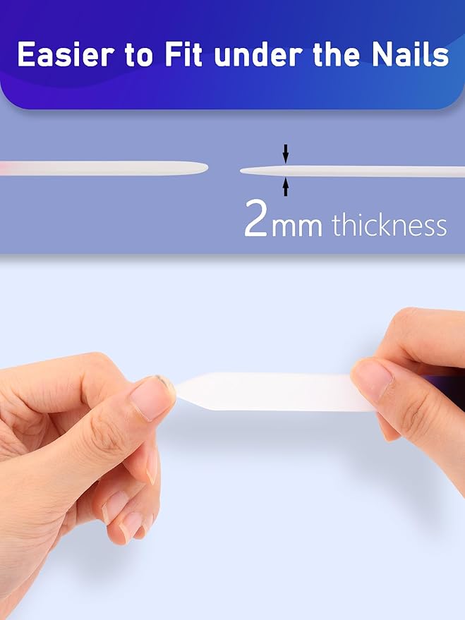 2-Pack Glass Nail File 2mm Thickness Crystal Files with Case Fingernail File for Nature Nails Double-Sided Etched Czech Glass Files for Travel Fine Grit Nail Filer Gifts Package Stocking Stuffers