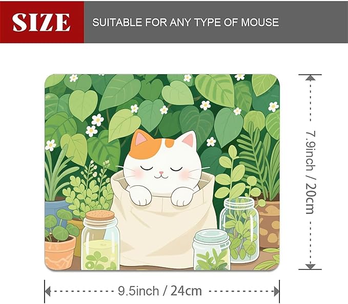 Square Mouse Pad Cute Kitten, Personalized Premium-Textured Custom Mouse Mat Design, Washable Mousepad Cloth, Non-Slip Rubber Base Computer Mouse Pads Cat for Wireless Mouse