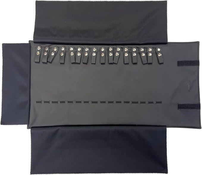 UnionPlus Travel Jewelry Roll, Faux Leather Necklaces Organizer Bag, Elastic Band and Anti-winding, Black