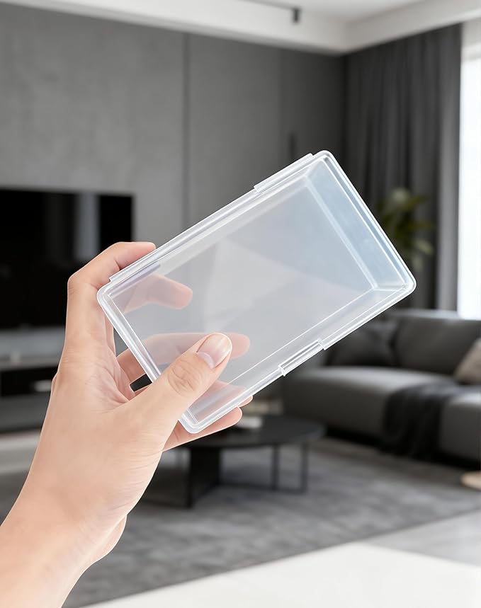 LJY 12 Pieces Rectangular Empty Mini Clear Plastic Organizer Storage Box Containers with Hinged Lids (5.3 x 3.1 x 1.2 inch, Transparent)