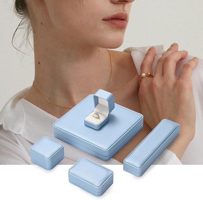 Oirlv Luxury Leather Bracelet Gift Box Bangle Box Jewelry Case Storage Case Organizer Holder(Sky Blue)