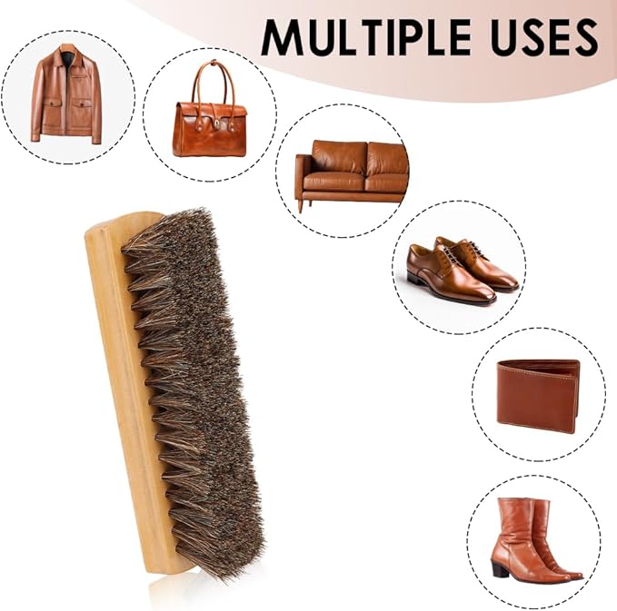 Shoe Brush, Horsehair Shoe Brush Shoe Cleaning Brush Boot Brush for Leather, Shoe Brushes Shoe Shine Brush Brush Shoe Polish Brush for Cleaning and Care Leather Shoes Clean Dauber Applicators