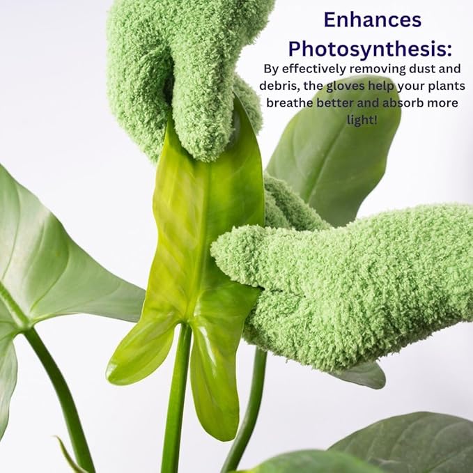 SuperMoss (01710) Microfiber Dusting Gloves for Plants – Gentle Leaf Shine & Cleaner for Houseplants, Reusable Indoor Plant Care Accessories, Durable and Washable Dusting Mitts, Universal Fit, Green