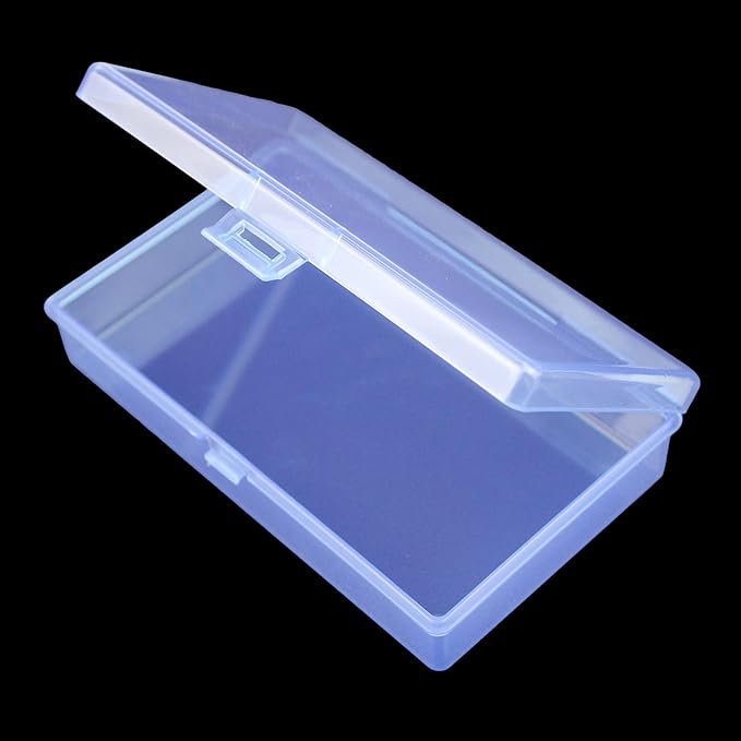 Goodma 8 Pieces Rectangular Empty Mini Plastic Organizer Storage Box Containers with Hinged Lids for Small Items and Other Craft Projects (Blue, 5.3 x 3.1 x 1.2 inch)