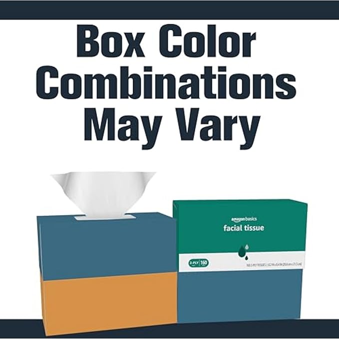 Amazon Basics Facial Tissue, 2-Ply | 1920 Count | 12 Packs of 160