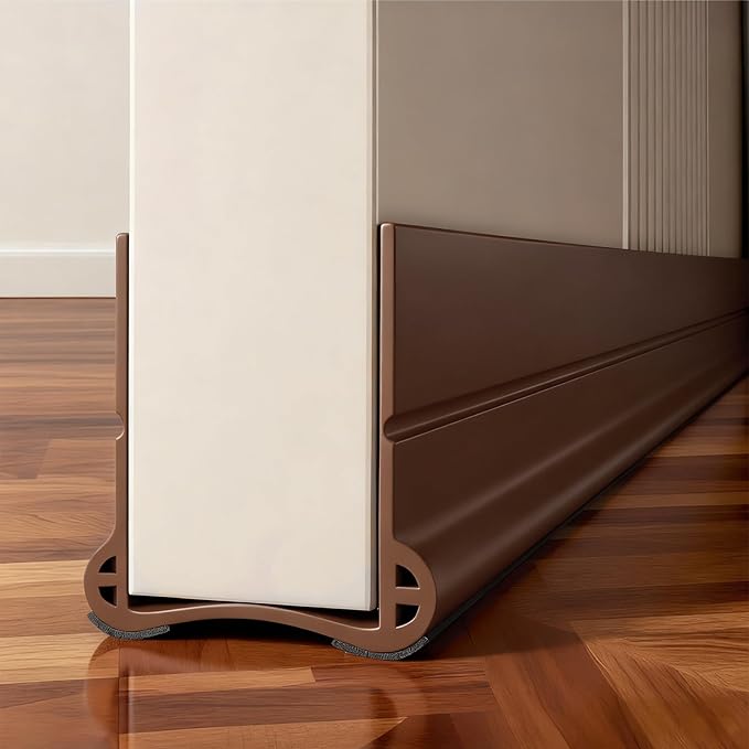 36” Under Door Draft, Door Draught Excluder for Bottom of Doors, PVC Door Seal for Protection from Sound, Cold, Moisture and Insects, (Brown)