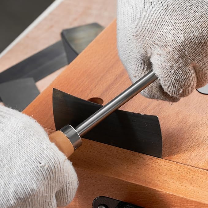 New Cabinet Scraper Cards and Cabinet Scraper Burnisher with 6 Piece Multi-Shaped Scraper Set 1 Oval 2 Double Convex/concave 1 Rectangle 1 Curved and 1 Gooseneck Scraper (HTCSCS07)