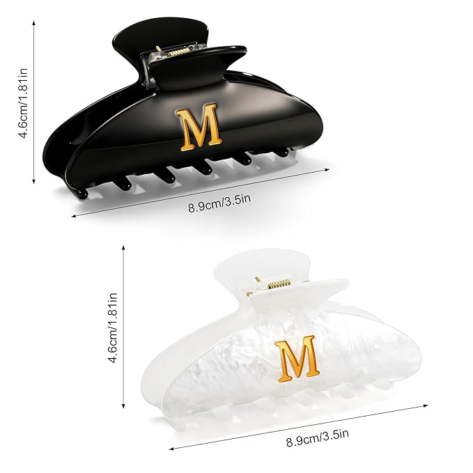 CWJCYTNSN 2 PCS Hair Claw Clips for Women Non-slip Black White Claw Clips for Thick Thin Hair Stylish M Hair Clips Elegant Hair Accessory Girls