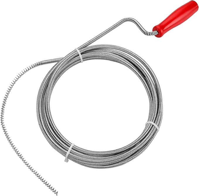 Drain Snake Clog Remover 10 Ft Flexible Metal Plumbing Snake for Sink, Shower, Tub & Bathroom Drain – Removes Hair & Grease – No Chemical Drain Cleaners Needed