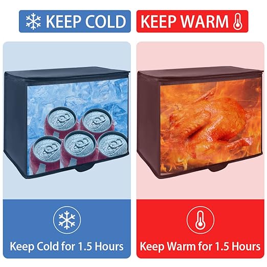 2Pk Insulated Reusable Grocery Bags with Top, X-Large Insulated Food Delivery Bag, Cooler Bag for Travel/Shopping/Groceries, Freezer/Frozen/Thermal Catering Bag for Cold and Hot Food