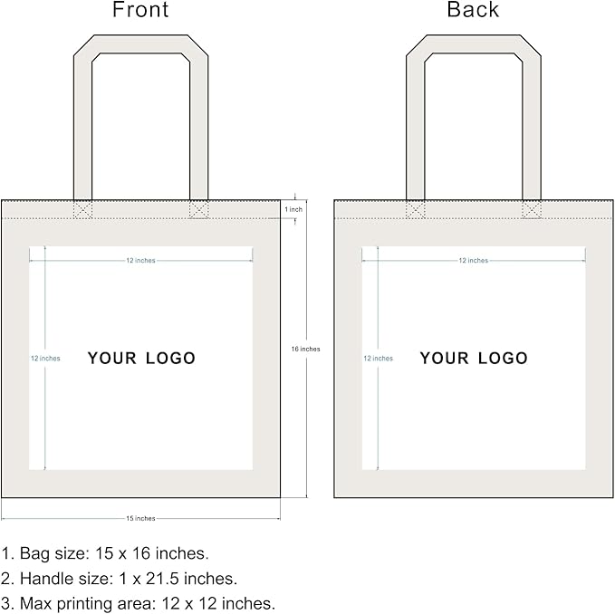 TOPDesign 240-Pack Custom Cotton Tote Bags with Logo, Bulk Personalized Cloth Bags, Suitable for DIY, Advertising, Promotion, Gift, Activity
