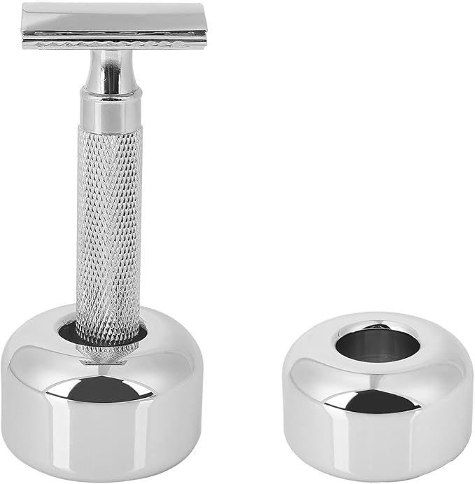 2 Pack Aluminum Alloy Razor Base, Safety Razor Alloy Stand for Bathroom Accessory, Desk Pen Holder Toothbrush Shaving Base