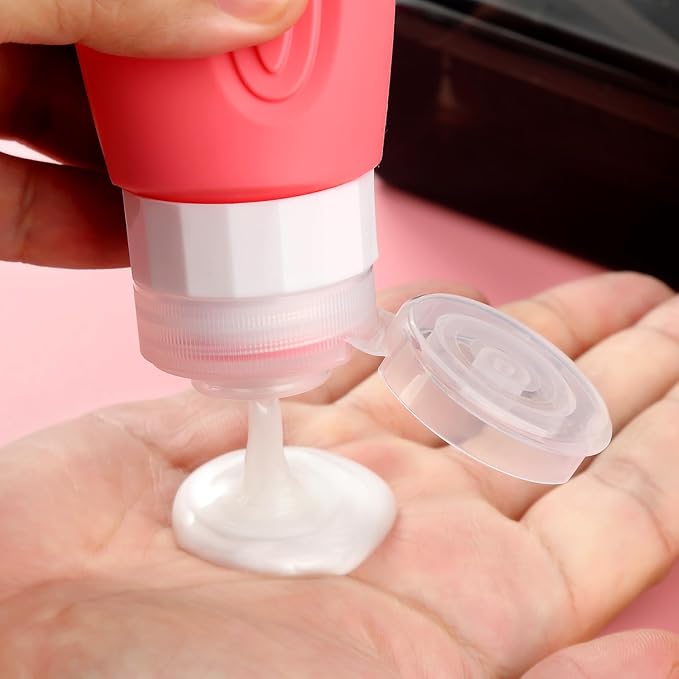 Mrsdry Travel Bottles for Toiletries, TSA Approved 3oz Travel Size Containers BPA Free Leak Proof Refillable Liquid Silicone Squeezable Travel Accessories for Shampoo Conditioner Lotion (4 Pack)