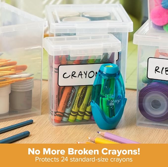 Bostitch Konnect Storage Containers with Lids, Organizer, Clear Plastic Box, Stackable Nesting Bins, 3-Piece Bundle, 1 Medium, 2 Small