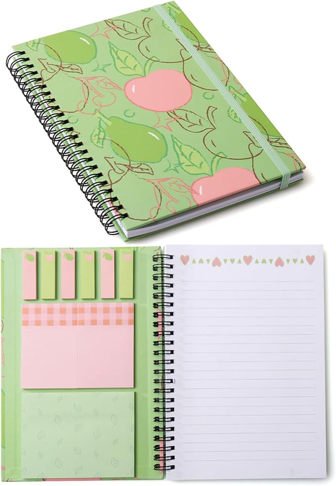 A5 Spiral Sticky Notebook,with 9 pads of decorated sticky notes and a handy notebook,Note Pads Teacher Appreciation Gift Writing Memo Pads School Office Supplies and Daily Life Organization (Meadow)
