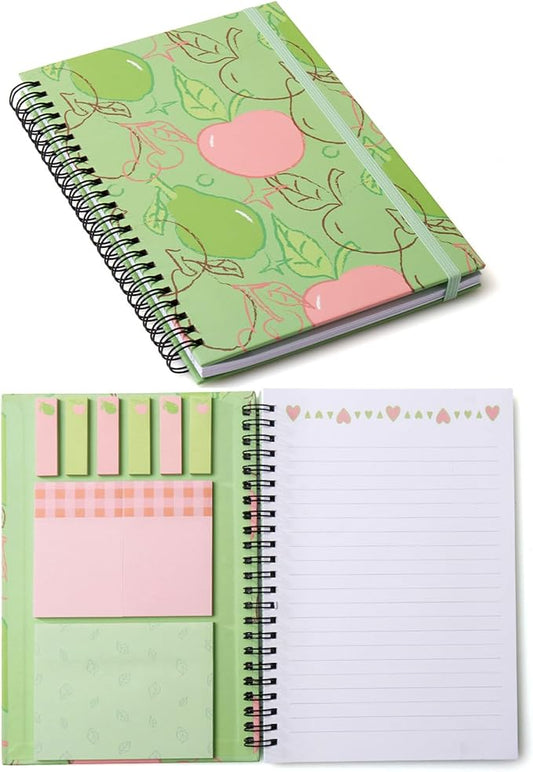 A5 Spiral Sticky Notebook,with 9 pads of decorated sticky notes and a handy notebook,Note Pads Teacher Appreciation Gift Writing Memo Pads School Office Supplies and Daily Life Organization (Meadow)