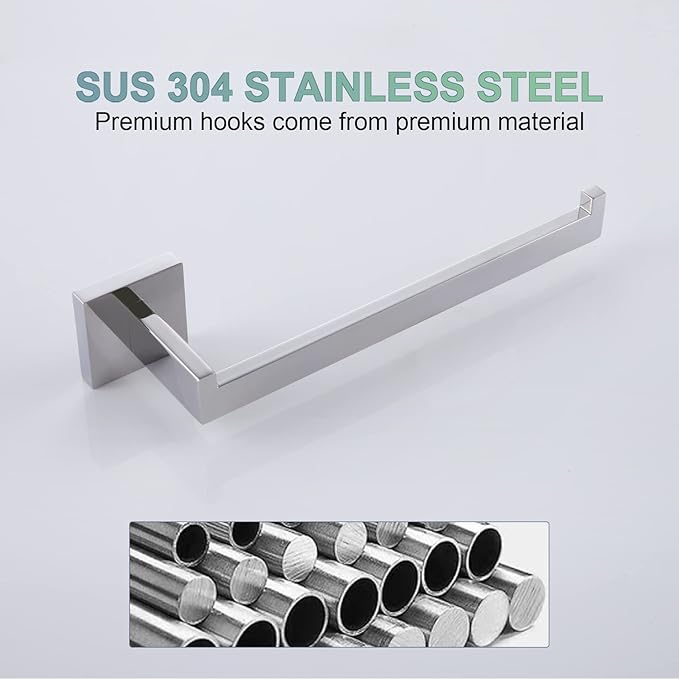 KOKOSIRI Towel Bar Shiny Chrome Hand Towel Ring Holder for Bathroom Kitchen Hardware Wall Mounted, Polished Stainless Steel, B3003CH