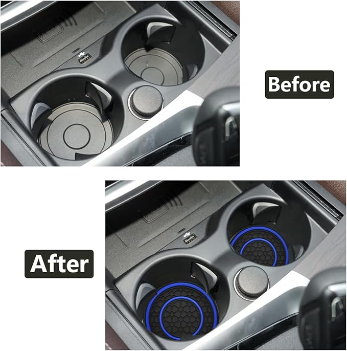 Car Cup Coaster Universal Automotive Waterproof Non-Slip Cup Holders Sift-Proof Spill Holder Car Interior Accessories 4 Pack Black & Blue