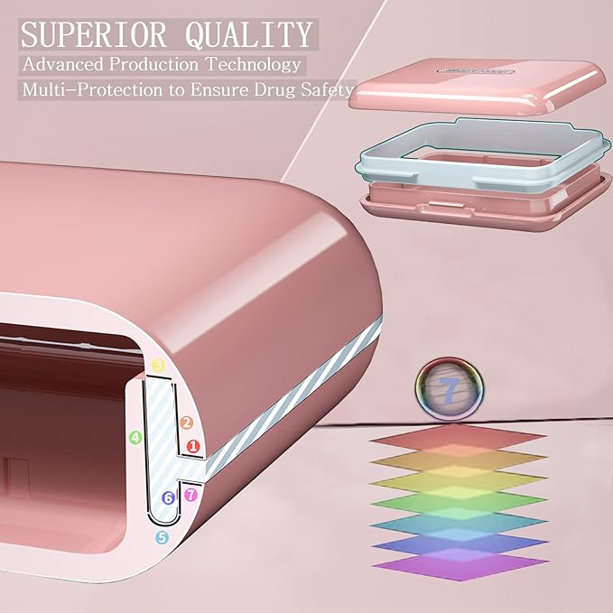 DUBSTAR Travel Pill Organizer Moisture Waterproof Small Pill Box for Pocket Purse 4+6 Compartments Portable Pill Case Medicine Vitamin Holder Container,Pink