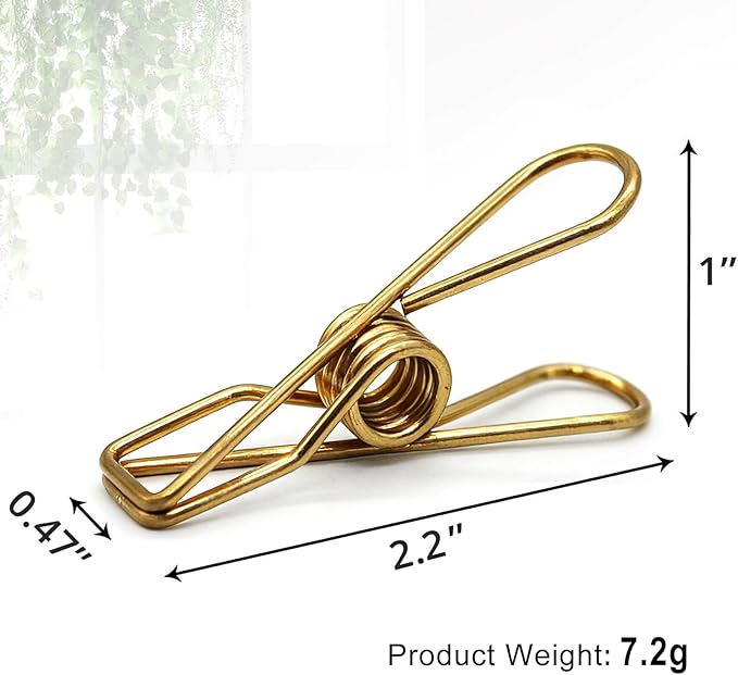 50 Pcs Gold Clothes Pins, AITRAI Heavy Duty ClothesPins Stainless Steel Wire Clothes Pins Laundry Clips for Clothesline Hanging Clothes Outdoor Travel Camping
