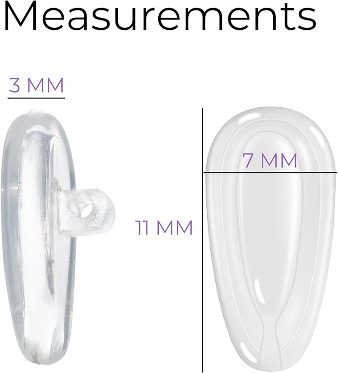 GMS Optical Comfort Line - 7mm Regular Wide/11mm Small Length - Air Bag Screw-in Soft Silicone Nose Pads for Glasses, Sunglasses, Glasses Repair Kit with Screws, Keep Glasses from Sliding (10 Pair)
