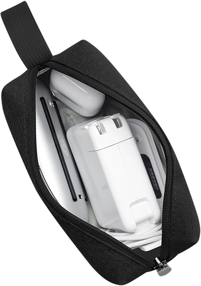 Waterproof Cosmetic Bag for Women | Soft Travel Makeup & Toiletry Organizer, Large Portable Storage for Makeup Products, Tissues, Electronics, USB Cables| Nylon, Durable & Stylish (Small-Black)