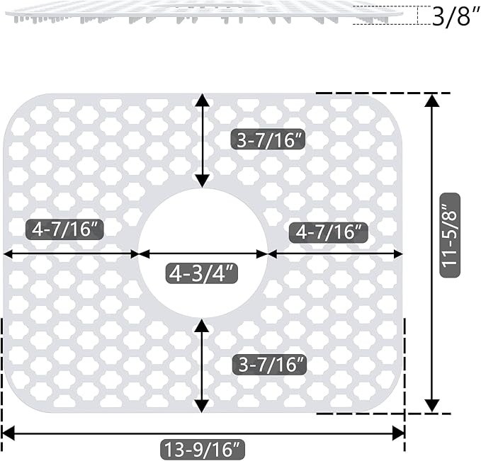 BEHOK Silicone Sink Protector for Kitchen Bathroom Sink, 2 Pack 13.58"x 11.6" Heat-resistant Mat, Non-Slip and Durable Silicone Protectors, Center Drain (White)